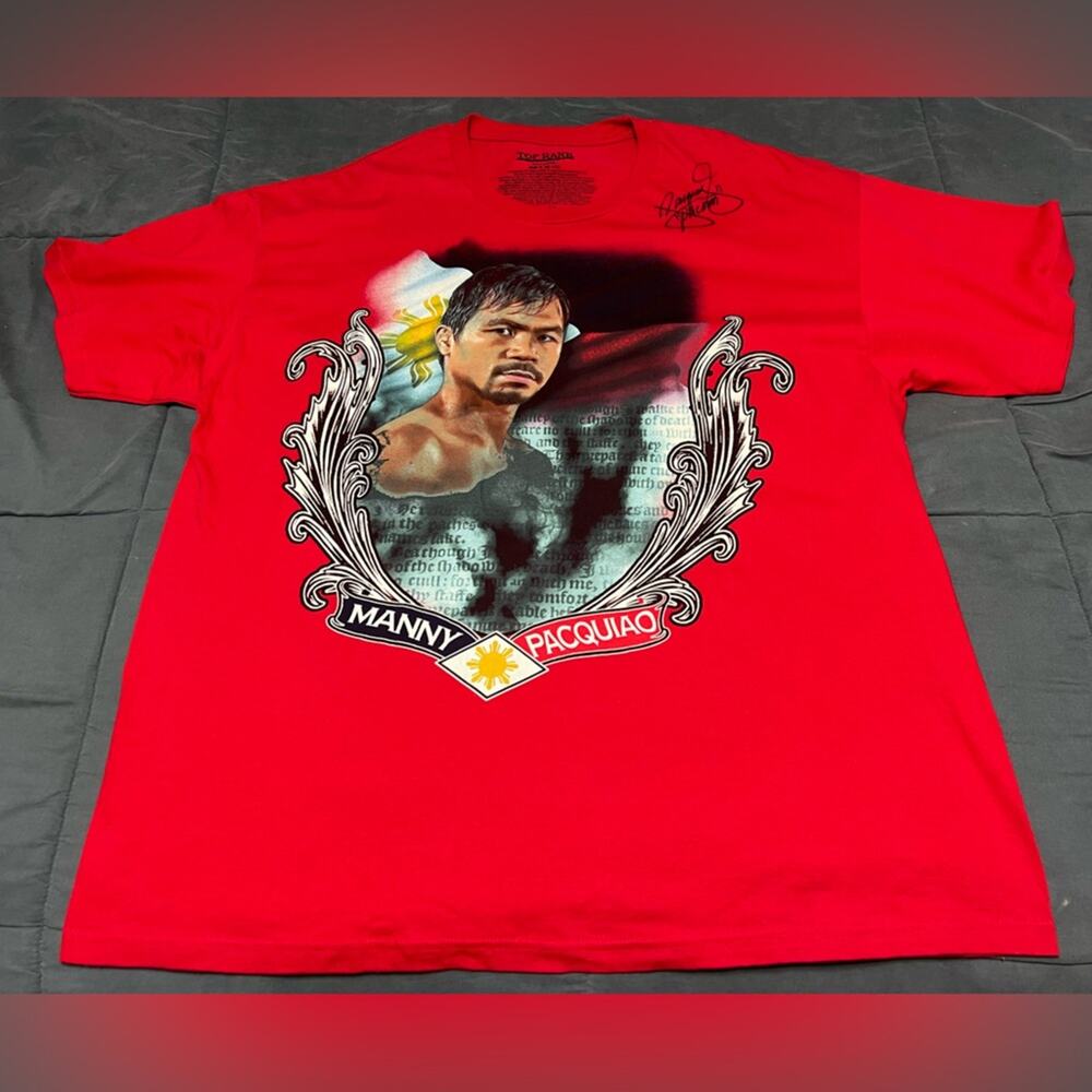 Manny Pacquiao Top Rank RARE Autographed T Shirt Tee Sz XXL Autographed NWOT
